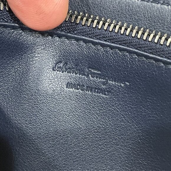 Ferragamo 66-0907/02 Men's Brown/Blue Leather Continental Travel Wallet - Picture 4 of 12